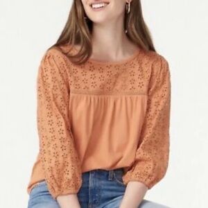 J Crew Eyelet Yoke Top Sunbaked Clay Size Medium
